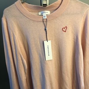 Popsugar Embroidered Heart Sweater NWT